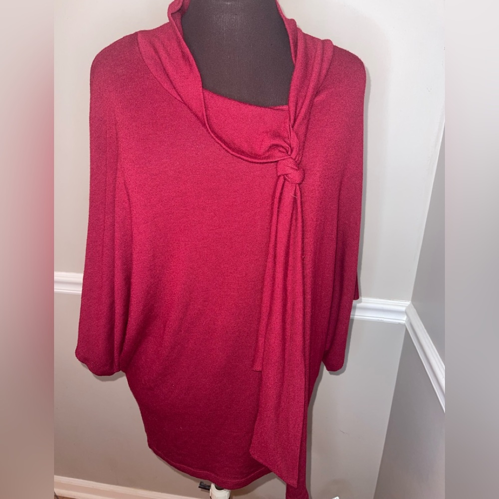 Ashley Stewart Womens Plus Size Short Sleeve Sweater Red 14/16